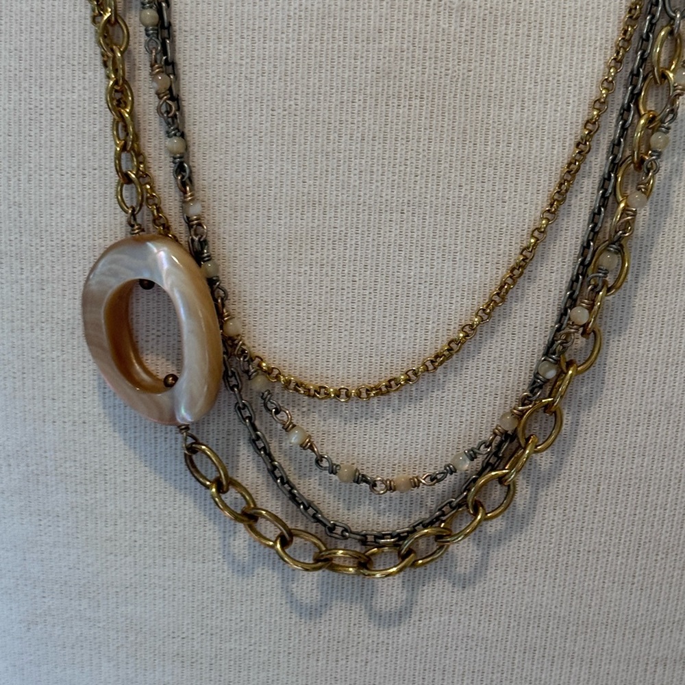 CHAN LUU for YOU 4 strand silver and gold chain necklace with beading